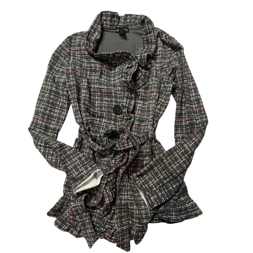 Kids self esteem XL ADorable! Stylish Plaid Ruffle Jacket